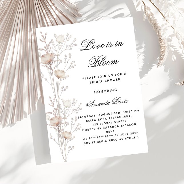 Bridal shower flowers love in bloom blush invitation (Creator Uploaded)
