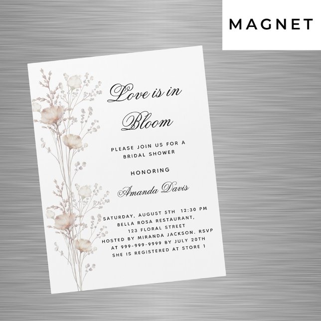 Bridal shower flowers love in bloom blush luxury magnetic invitation (Creator Uploaded)