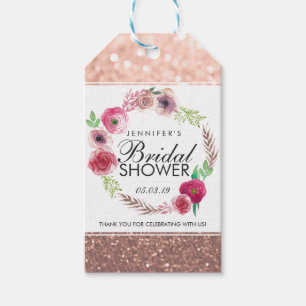 Bridal Shower Flowers Rose Gold Gift Tags