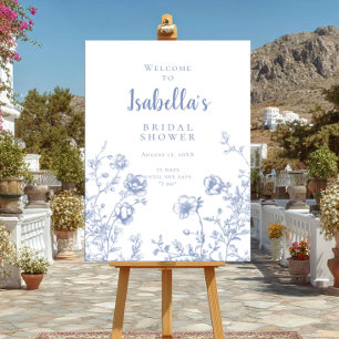 Bridal Shower french toile Blue Floral welcome Poster