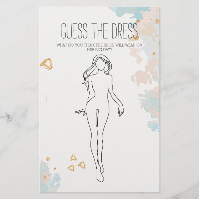 Bridal Shower Game Blue Coral  Guess the Dress Flyer (Front)
