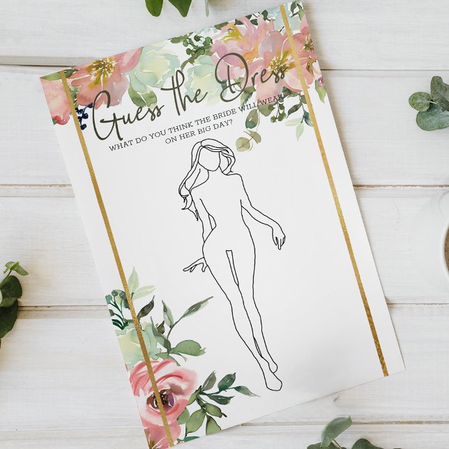 Bridal Shower Game Eggshell Blush Guess the Dress Flyer (Creator Uploaded)