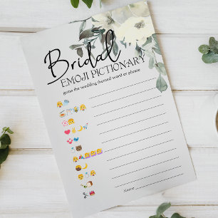 Bridal Shower Game Emoji Pictionary White Floral