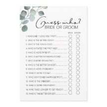 Bridal Shower Game-Eucalyptus-Guess Who