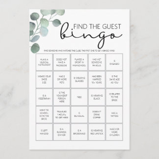 Bridal Shower Game-Find the Guest Bingo Program