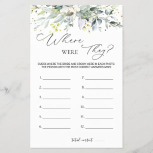 Bridal Shower Game Greenery Where Were They  Flyer