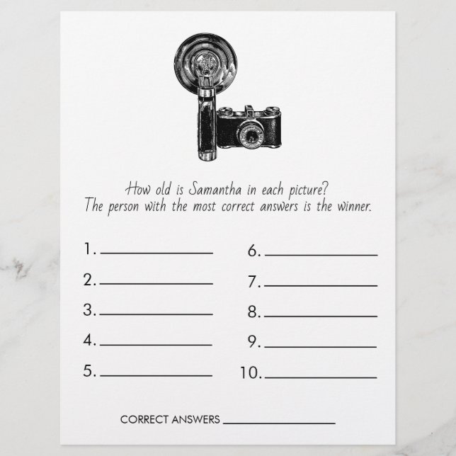 Bridal Shower Game Guess The Age Wedding Flyer (Front)