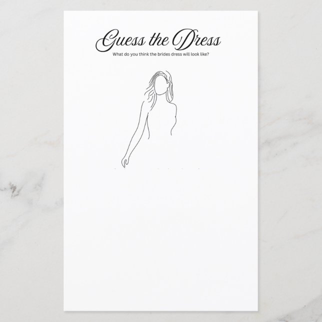 Bridal Shower Game: Guess the Dress (Front)