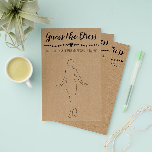 Bridal Shower Game Guess the Dress Card | Zazzle