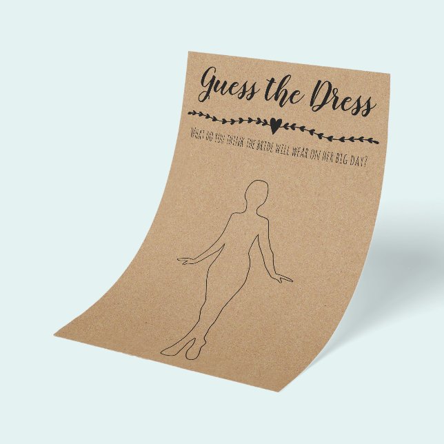 Bridal Shower Game Guess the Dress Card | Zazzle