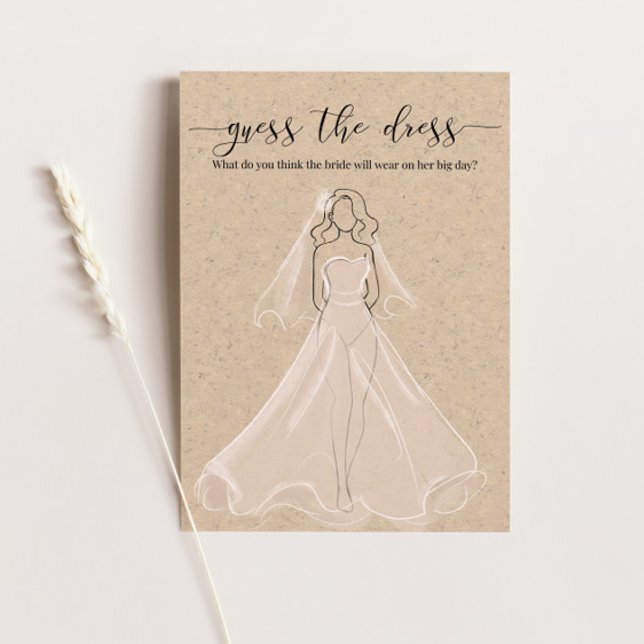 Bridal Shower Game Guess the Dress Kraft Paper Invitation (Creator Uploaded)