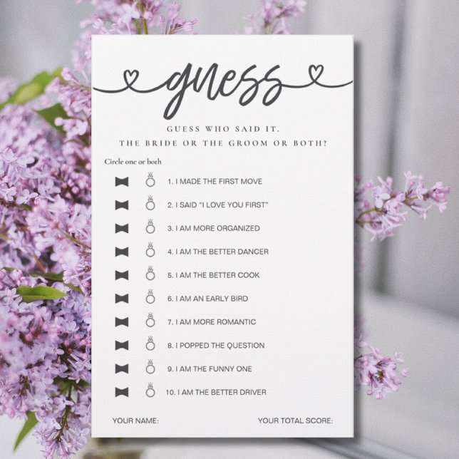 Bridal Shower Game He Said She Said Guess (Creator Uploaded)