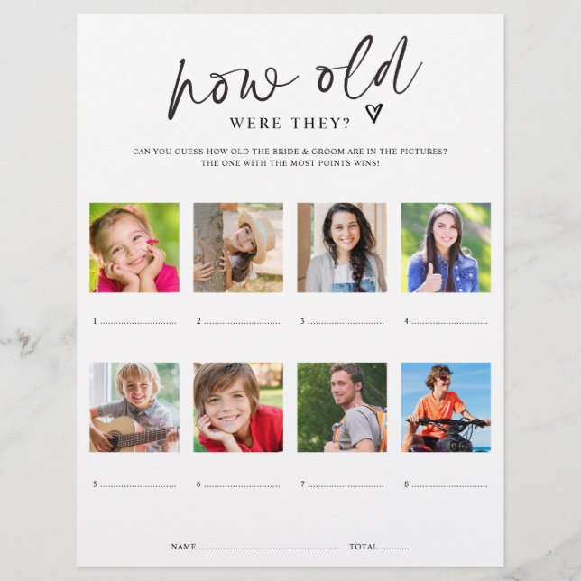 Bridal Shower Game How Old Were They with Photos Flyer (Front)