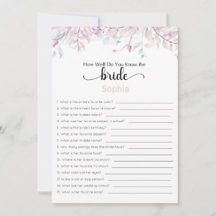 Bridal Shower Game How Well Do You Know The Bride Invitation