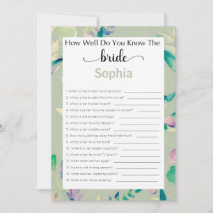 Bridal Shower Game How Well Do You Know The Bride Invitation