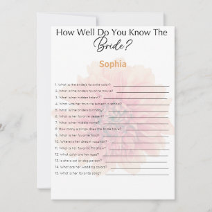 Bridal Shower Game How Well Do You Know The Bride Invitation