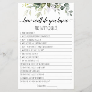 Bridal shower game How well do you know the couple Flyer