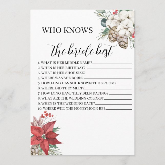 Bridal Shower Game Invitation (Front)