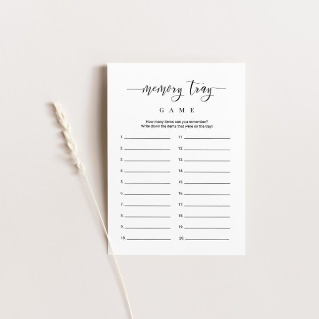 Bridal Shower Game Memory Tray Item Game Card (Creator Uploaded)