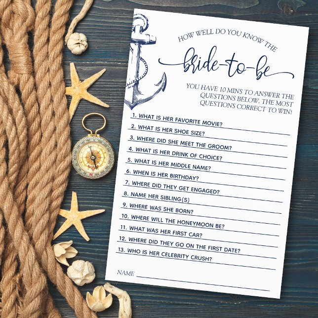 Bridal Shower Game Nautical Anchor (Creator Uploaded)