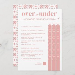 Bridal Shower Game - Over or Under Program