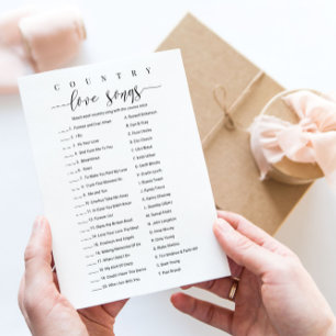 Bridal Shower Game Personalised Country Love Songs Invitation