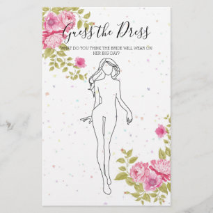 Bridal Shower Game Pink Floral Guess the Dress Flyer