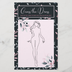 Bridal Shower Game Pink Navy Guess the Dress Card