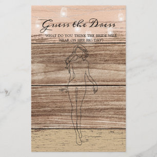 Bridal Shower Game Rustic Wood Guess the Dress Fly Flyer