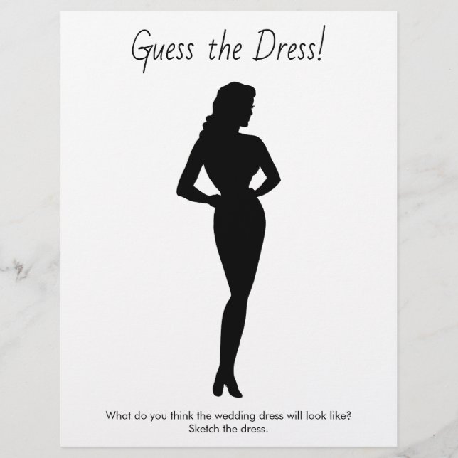Bridal Shower Game Sketch the Wedding Dress Flyer (Front)