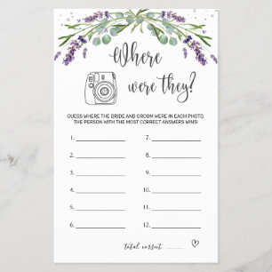 Bridal Shower Game Where Were They Flyer