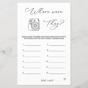 Bridal Shower Game Where Were They Flyer