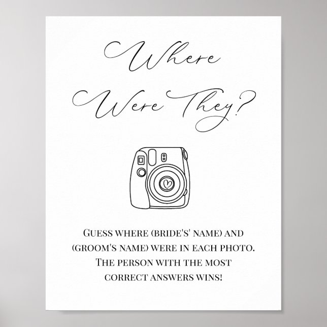 Bridal Shower Game Where Were They  Poster (Front)