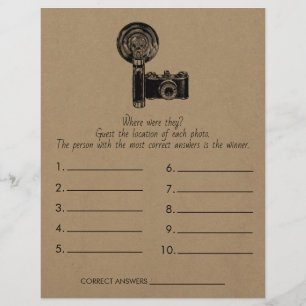 Bridal Shower Game Where Were They? Wedding Flyer