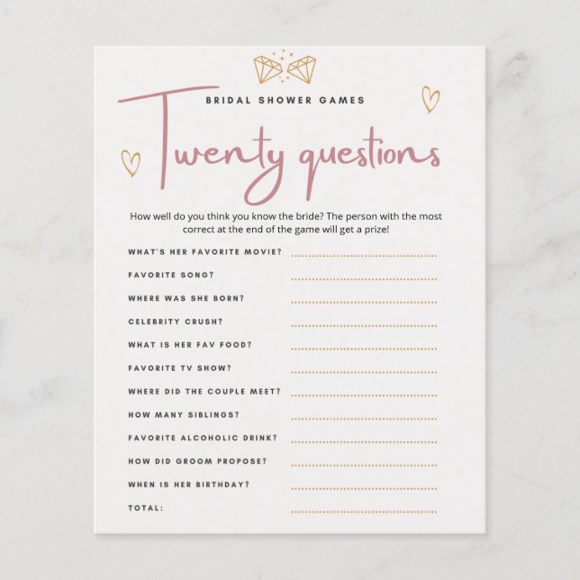 Bridal Shower Game Where Were We Card Flyer (Front)