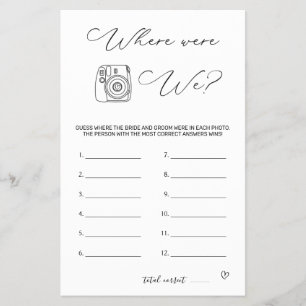Bridal Shower Game Where Were We Flyer