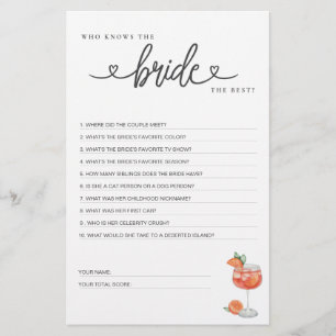 Bridal Shower Game Who Knows the Bride the Best?