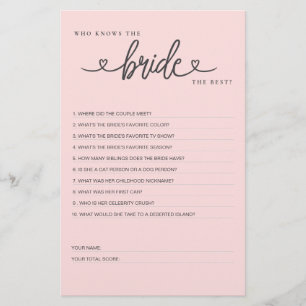 Bridal Shower Game Who Knows the Bride the Best?