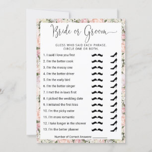 Bridal Shower Game Who Knows the Couple Best?  Invitation