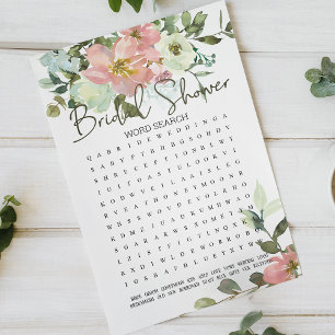 Bridal Shower Game Word Search Eggshell Blush Flor