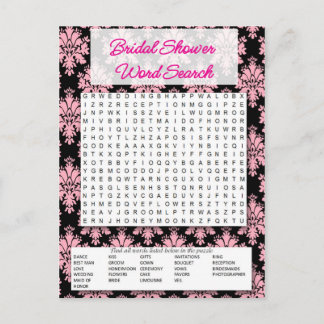 Bridal shower game- Word search- Invitation Postcard