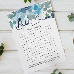 Bridal Shower Game Word Search Pastel Blue Roses