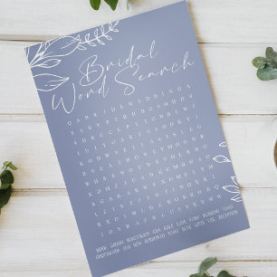 Bridal Shower Game Word Search Periwinkle Flowers