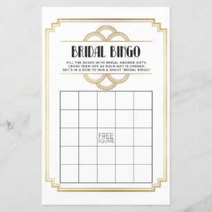 Bridal Shower Games Bingo Game Wedding Art Deco