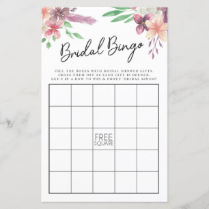 Bridal Shower Games Bingo Game Wedding Pink Floral