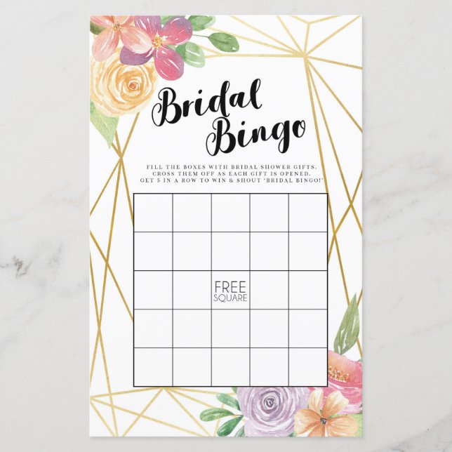 Bridal Shower Games Bingo Game Wedding Pink Floral (Front)