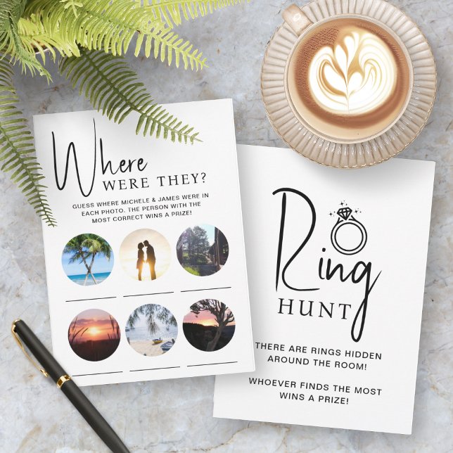 Bridal Shower Games Photo and Ring Hunt Card (Front and Back View)