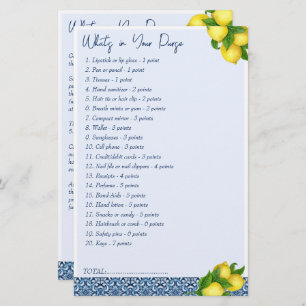 Bridal shower games What's in your purse Stationery