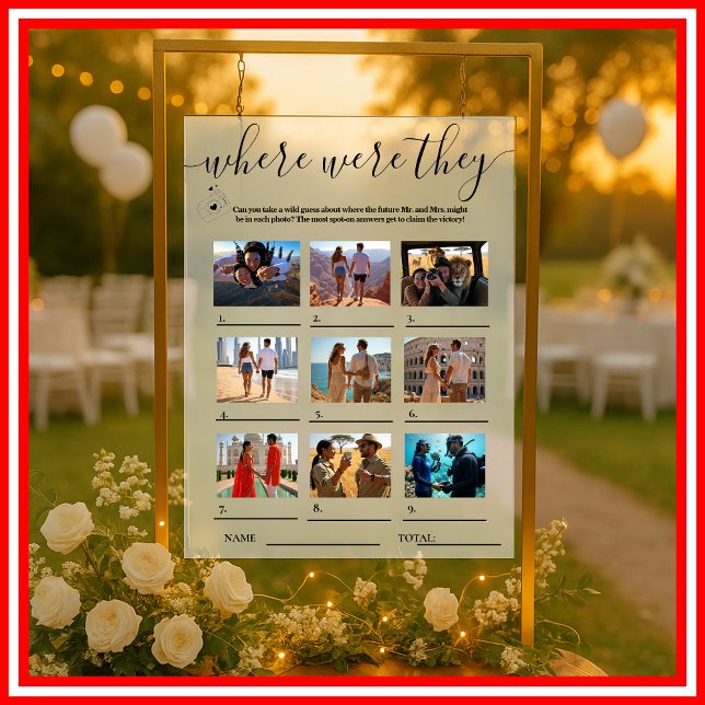 Bridal Shower Games WHERE WERE THEY  Acrylic Sign (Creator Uploaded)