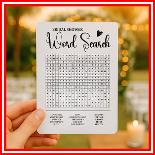 Bridal Shower Games Word Search Modern Elegant  Invitation